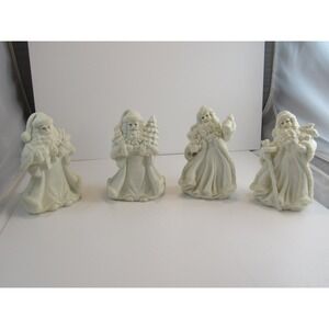 K's Collection White Santa Figurines Holiday Christmas Decor Set 4pc